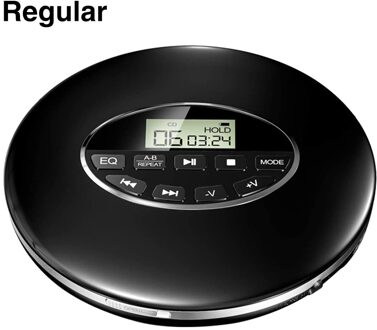 Kleine Anti Skip 3.5Mm Jack Compacte Batterij Aangedreven Muziek Usb Aux Met Lcd-scherm Draagbare Cd Speler Multifunctionele Auto ronde zwart Regular