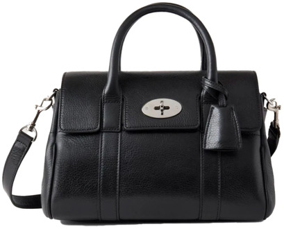 Kleine Bayswater Satchel, Zwart High Shine Mulberry , Black , Dames - ONE Size