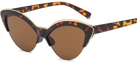 Kleine Cat Eye Zonnebril Vrouwen Dames Spiegel Lenspurple Zonnebril Voor Vrouwelijke Oculos De Sol bruin