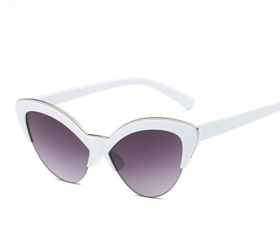 Kleine Cat Eye Zonnebril Vrouwen Dames Spiegel Lenspurple Zonnebril Voor Vrouwelijke Oculos De Sol wit