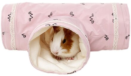 Kleine Cavia Hamster Speelgoed Buizen Tunnels Lente Hamsterkooi Huis Single Channel Chinchilla Hamster Tunnel Warm Speelgoed roze 3 manier