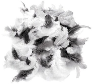 Kleine decoratie sierveertjes - grijs tinten mix - dons veren - 30 gram/150x - knutsel materiaal
