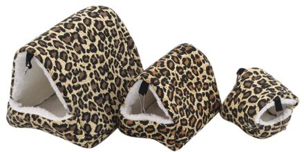 Kleine Dier Huisdieren Kooien Winter Lente Hamster Cavia Eekhoorn Warm Houden Nest Zachte Comfortabele Sleepping Bed Hangmat luipaard Print / L 17 15cm