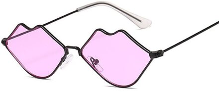 Kleine Frame Zonnebril Vrouwen Retro Lippen Spiegel Metalen Zonnebril Vrouwelijke Vintage Lunette De Soleil Femme BlackPurple