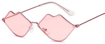 Kleine Frame Zonnebril Vrouwen Retro Lippen Spiegel Metalen Zonnebril Vrouwelijke Vintage Lunette De Soleil Femme PinkPink