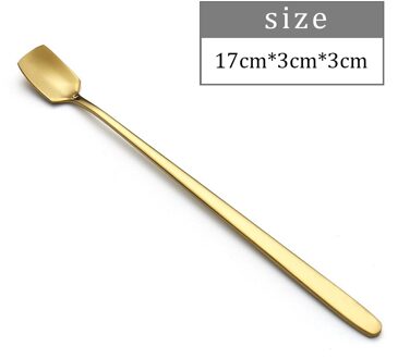 Kleine Glod Zilveren Roestvrij Stalen Vierkante Thee Koffie Lepel Voor Yoghurt Ijs Dessert Lange Vierkante Lepel Bestek Thuis Lepel 17cm