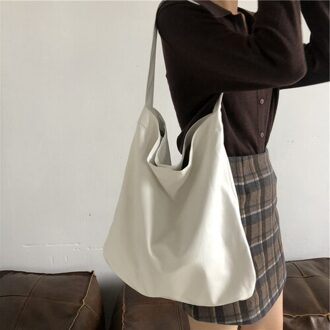 Kleine Grote Capaciteit Tas Vrouwen Mode Toevallige Tote Schoudertas Messenger Bag wit