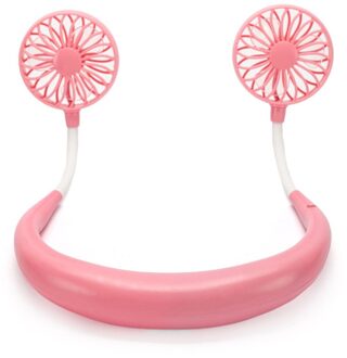 Kleine Hals Band Draagbare Mini Ventilator Met Dual Fan Usb Oplaadbare Cooler Fan Lui Fan
