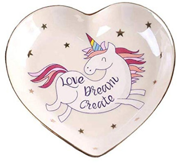 Kleine Hart Vorm Eenhoorn Keramische Schotel Plaat Snoep Schotel Porselein Schotel Sieraden Gerecht Ring Schotel Decoratieve Plaat Lade