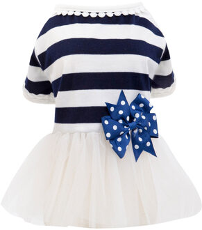 Kleine Hond Jurk Hond Strik Jurk Hond Kat Leuke Lente Zomer Chihuahua Hond Accessoires Pet Kostuum Voor Honden pug Kleding marine / XL