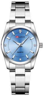 Kleine Horloge Voor Vrouwen Armband Horloge Dame Luxe Diamant Jurk Quartz Klok Mode Zilver Stalen Band Waterdicht Horloges blauw