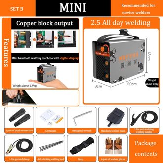 Kleine Huishoudelijke 220V Mini Lasapparaat Inverter Handmatig Lassen Machine 2.5-3.2 Lange Lassen Package C
