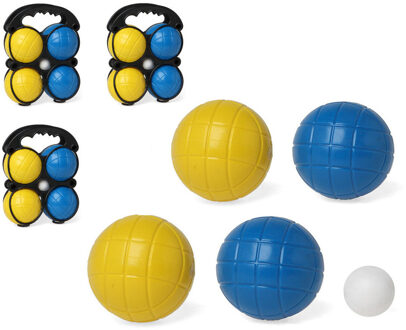 Kleine jeu de boules sets met 12 gekleurde ballen in draagtas