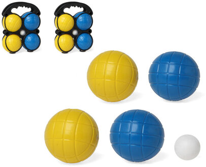 Kleine jeu de boules sets met 8 gekleurde ballen in draagtas