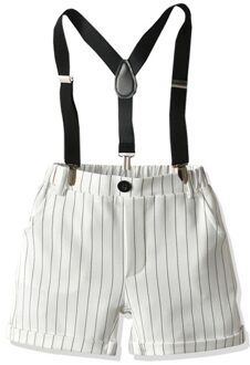 Kleine Jongens Overalls Jarretel Broek Zomer Peuter Gestreepte Elastische Band Bodems Verwijderbare Y-Vormige Bandjes Baby Gentleman Broek 6T