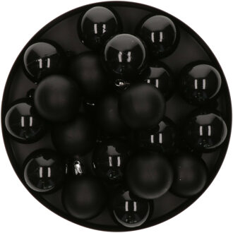 Kleine kerstballen - 20x st - zwart - 4 cm - kunststof