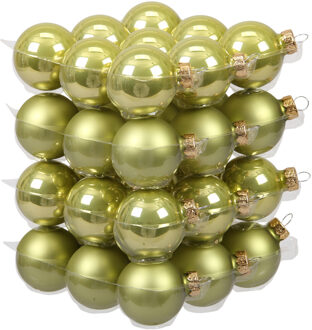Kleine kerstballen - 36x st - oasis/pistache groen - 4 cm - glas