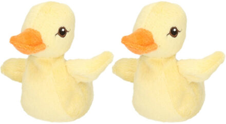 Kleine Knuffel eendjes - 2x stuks - geel - 10 cm - kinder speelgoed