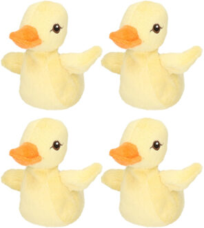 Kleine Knuffel eendjes - 4x stuks - geel - 10 cm - kinder speelgoed