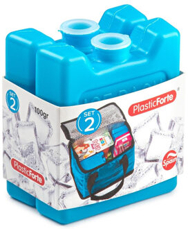 kleine koelelementen - 2x stuks - 100 grams - 7 x 8 cm - blauw - plastic