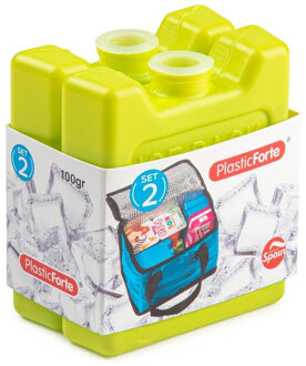 kleine koelelementen - 2x stuks - 100 grams - 7 x 8 cm - groen - plastic