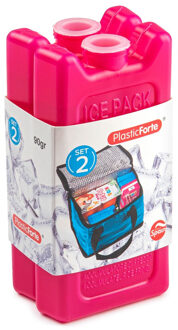 kleine koelelementen - 2x stuks - roze - 11 x 5.5 cm - kunststof - goede kwaliteit