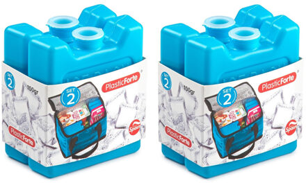 kleine koelelementen - 4x stuks - 100 grams - 7 x 8 cm - blauw - plastic