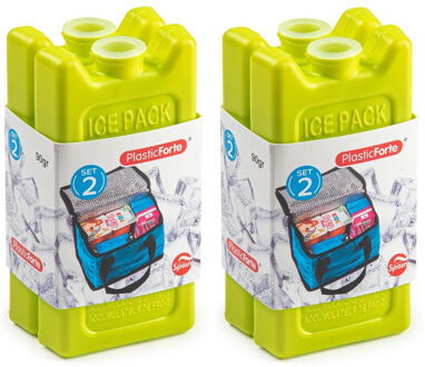 kleine koelelementen - 4x stuks - groen - 11 x 5.5 cm - kunststof - goede kwaliteit