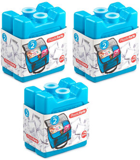 kleine koelelementen - 6x stuks - 100 grams - 7 x 8 cm - blauw - plastic