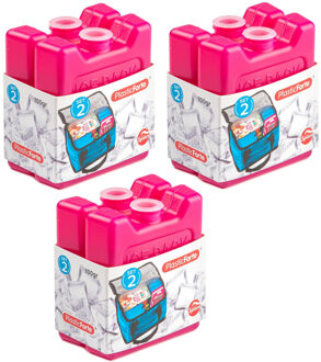 kleine koelelementen - 6x stuks - 100 grams - 7 x 8 cm - roze - plastic