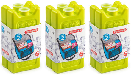 kleine koelelementen - 6x stuks - groen - 11 x 5.5 cm - kunststof - goede kwaliteit