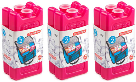 kleine koelelementen - 6x stuks - roze - 11 x 5.5 cm - kunststof - goede kwaliteit