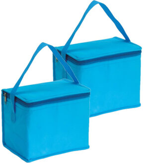 Kleine koeltas - 2x - lunch - lichtblauw - 20x13x17 cm - 4.5L - sixpack