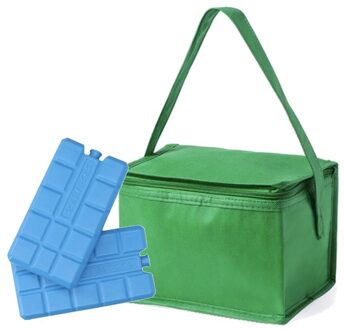 Kleine koeltas groen voor 6 blikjes inclusief 2 koelelementen