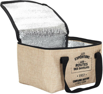 Kleine koeltas Jute - voor lunchpakket of 6 blikjes - sixpack - 3,2 liter - 24 x 16 x 18 cm