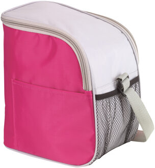 Kleine koeltas/Lunch tas model Glaciaal - 23 x 16 x 26 cm - 1 vaks - roze/grijs - 9 Liter - Koeltas