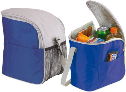 Kleine koeltas/Lunch tas model Glaciaal - 2x - 23 x 16 x 26 cm - 1 vaks - blauw/grijs - 9 Liter - Koeltas