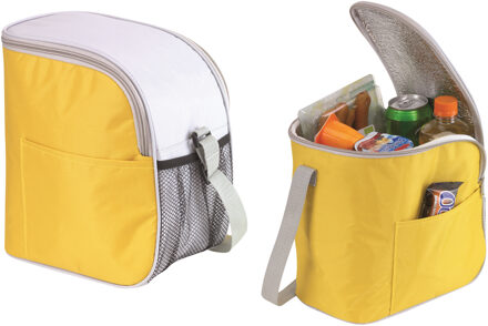 Kleine koeltas/Lunch tas model Glaciaal - 2x - 23 x 16 x 26 cm - 1 vaks - geel/grijs - 9 Liter - Koeltas