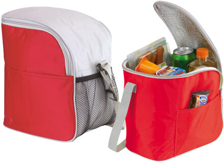 Kleine koeltas/Lunch tas model Glaciaal - 2x - 23 x 16 x 26 cm - 1 vaks - rood/grijs - 9 Liter - Koeltas