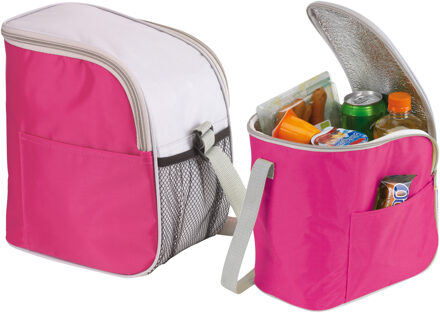 Kleine koeltas/Lunch tas model Glaciaal - 2x - 23 x 16 x 26 cm - 1 vaks - roze/grijs - 9 Liter - Koeltas