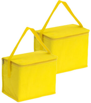 Kleine koeltas voor lunch - 2x - geel - 20 x 13 x 17 cm - 4.5 liter - Koeltassen