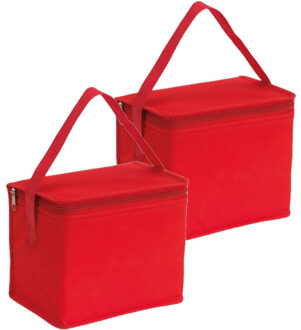 Kleine koeltas voor lunch - 2x - rood - 20 x 13 x 17 cm - 4.5 liter - Koeltassen
