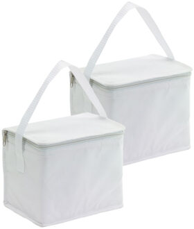 Kleine koeltas voor lunch - 2x - wit - 20 x 13 x 17 cm - 4.5 liter - Koeltassen