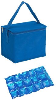 Kleine koeltas voor lunch blauw met 2 stuks flexibele koelelementen 4.5 l