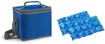 Kleine koeltas voor lunch blauw met 2 stuks flexibele koelelementen 9 liter - Koeltas