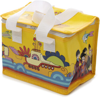 Kleine koeltas voor lunch geel met Yellow Submarine print 16 x 21 x 14 cm 4,7 liter - Koeltas