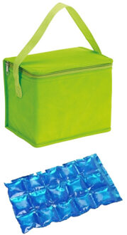 Kleine koeltas voor lunch groen met 2 stuks flexibele koelelementen 4.5 l