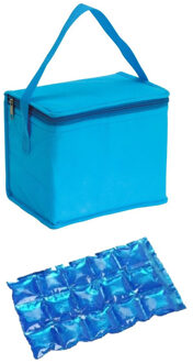 Kleine koeltas voor lunch lichtblauw met 2 stuks flexibele koelelementen 4.5 l