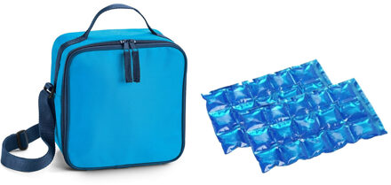 Kleine koeltas voor lunch lichtblauw met 2 stuks flexibele koelelementen 4.5 liter