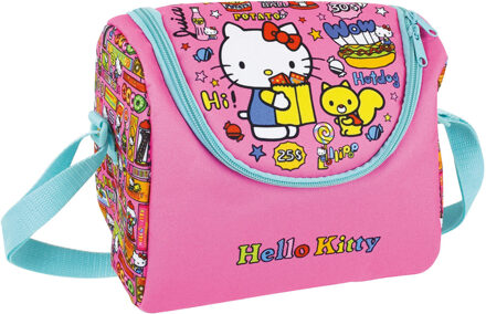 Kleine koeltas voor lunch roze met Hello Kitty print 22 x 18 x 13 cm 5 liter - Koeltas